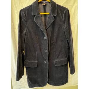 J JILL Corduroy Mid-Length Coat Womens Button Up Cotton Long Sleeve Size M 0068